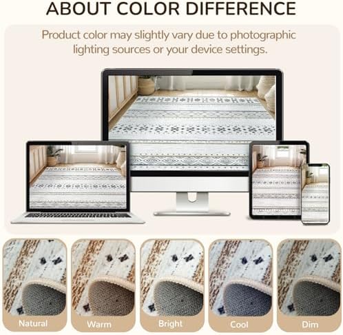 BESTSWEETIE 6x9 Area Rugs for Living Room Washable Moroccan Farmhouse Neutral - Image 6