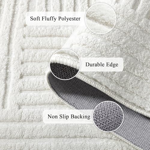 SHACOS Soft Cozy Fluffy Arch Pattern High Low Pile Area Rugs 8'x10' Large Non - Image 2