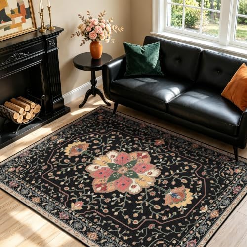 YARNSCAPE 4' x 6' Machine Washable Area Rug, Non-Slip Low-Pile Carpet by YARNSCAPE