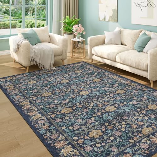 DUKINO 5x8 Area Rug, Vintage Floral Washable Rugs - Image 5