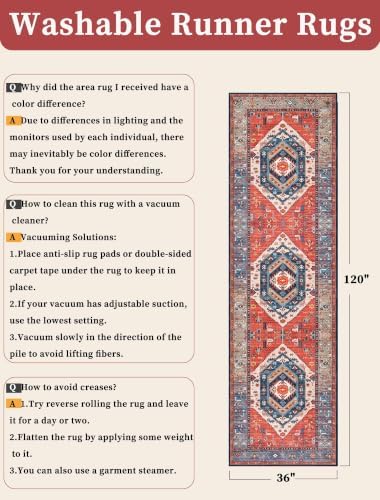 SERISSA 3x10 Washable Non Slip Boho Runner Rug - Image 2