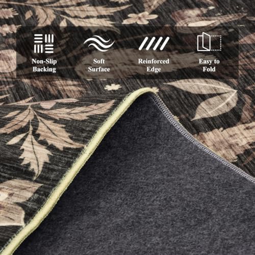Black Boho Floral Rug 9x12, Washable Area Rugs - Image 6