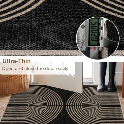Rugalia Easy Jute Rainbow Runner Rug, 2x6 Black Washable Rugs Runner - Image 4