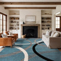 Rugshop Wavy Circles Modern Fade-Resistant Area Rug Blue 12' x 15' by Rugshop