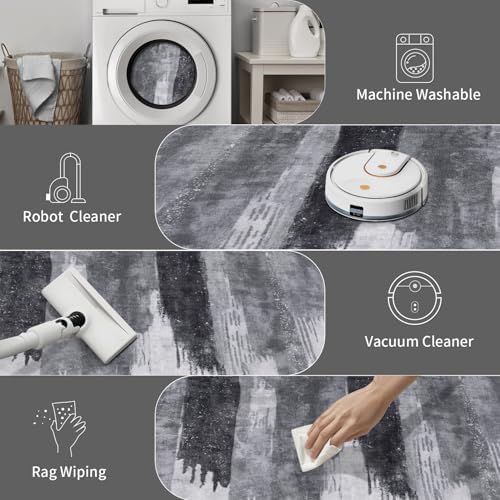 Ciicool 5x7 Area Rugs for Living Room, Modern Abstract Washable Carpet Grey - Image 4
