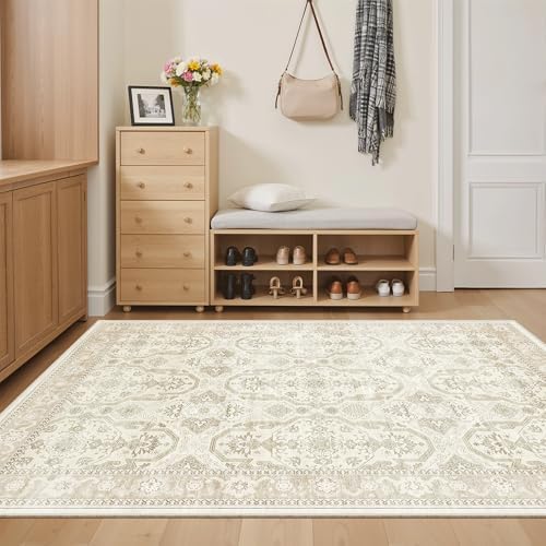 Soalmost 3x5 Rugs, Small Washable Kitchen Entryway Area Rug Beige/Brown by Soalmost