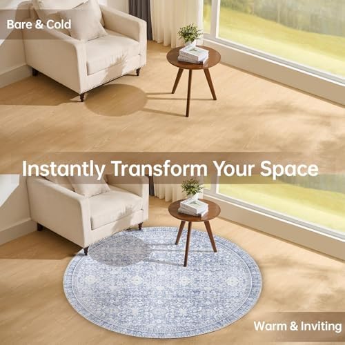 Sasttie Round Rug 4ft, Ultra-Soft Washable Rug - Image 3