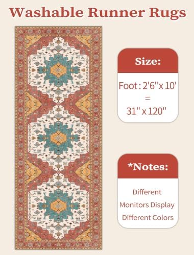 SERISSA 2'6"x10' Washable Non Slip Boho Runner Rug - Image 6