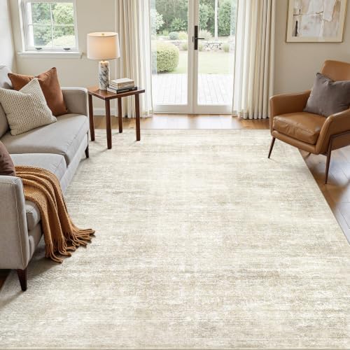 cotiled 6x9 Area Rug for Living Room, Abstract Washable Carpet, Pale Beige - Image 6