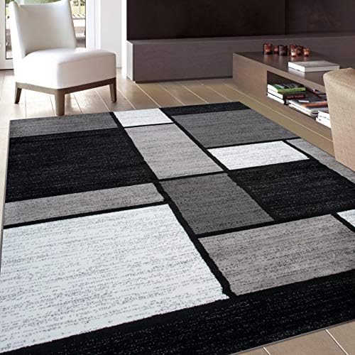 Rugshop Modern Boxes Contemporary Non-Shedding Area Rug Gray 7'10" x 10'2" by Rugshop