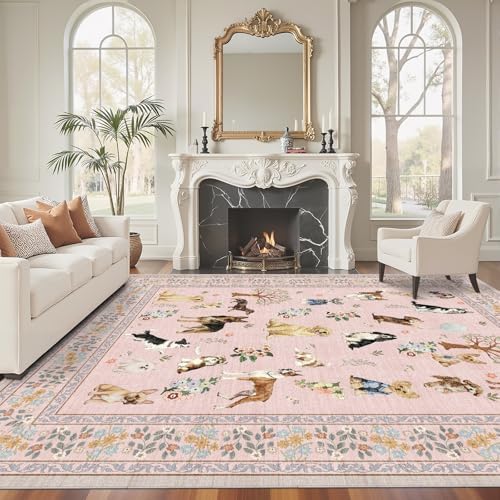 Pink Area Rug 9x12 for Living Room Bedroom - Image 3