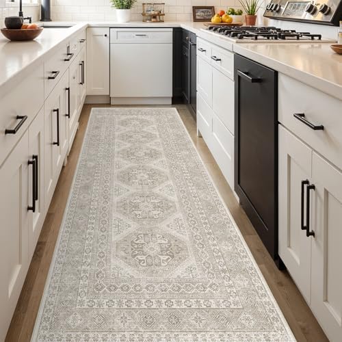 Ksrau 3x10 Runner Rug Washable Vintage: Non Slip Hallway Runners Beige - Image 4