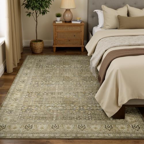 Lofus 5x7 Washable Area Rug for Living Room, Non-Slip Brown Boho Carpet - Image 3