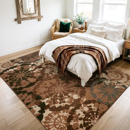 Boho 5x7 Area Rug Washable Non-Slip Modern Abstract Rug - Image 5