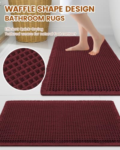 Smiry Waffle Bath Mat 36X24, Extra Soft Absorbent Bathroom Rugs - Image 3