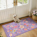 Floral Washable 2x4 Area Rugs Runner Entryway Hallway Purple/Pink by RELEANY