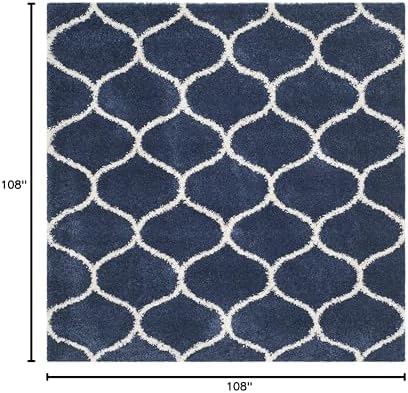 SAFAVIEH Hudson Shag Square Rug 9', Soft Plush Modern Navy & Ivory SGH280C - Image 2