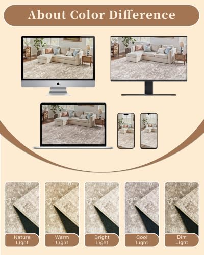 Madane 3x4 Area Rugs for Entryway, Washable Neutral Soft Rugs Brown/Sand - Image 6