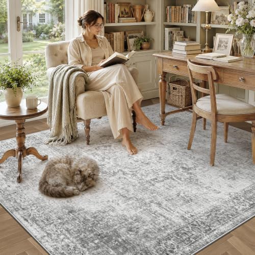 Zomfy 6x9 Area Rugs for Living Room: Washable Vintage Boho Medallion Non Slip - Image 6