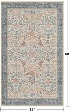 Boho Natural Red Blue 3x5 Entryway Rug, Washable Mudroom Area Rug, Modern - Image 2