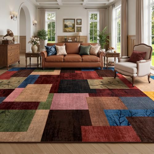 Large Area Rugs for Living Room, Modern Geometric Patchwork Carpet Non-Slip - Image 3