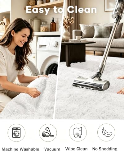 Smiry Area Rugs for Living Room Bedroom 5x7 ft, Fluffy Washable Carpet - Image 4