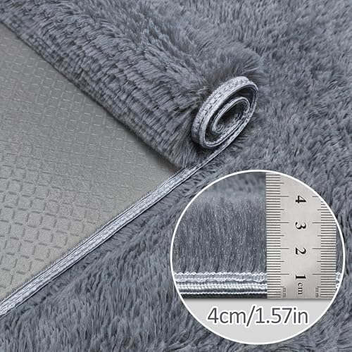 Grey Runner Rug for Bedroom Black Grey 2x5ft Fluffy Area Rug Bedside Runner Rug - Image 5
