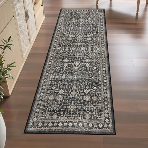 Grey Hallway Runner Rug 3x7 for Bedroom Kitchen - Image 2