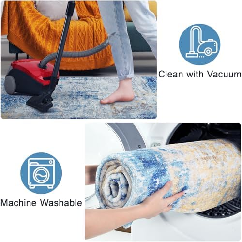 Area Rug 8x10 Washable Rugs Modern Abstract Area Rug Soft Non-Slip Non-Shedding - Image 4