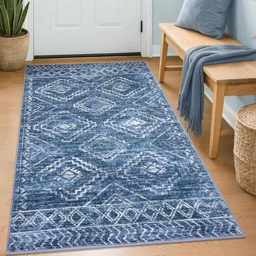 KILOCOCO Small Area Rug 3'x5' Entryway Rug Washable Rugs, Stonewashed Blue by Kilococo