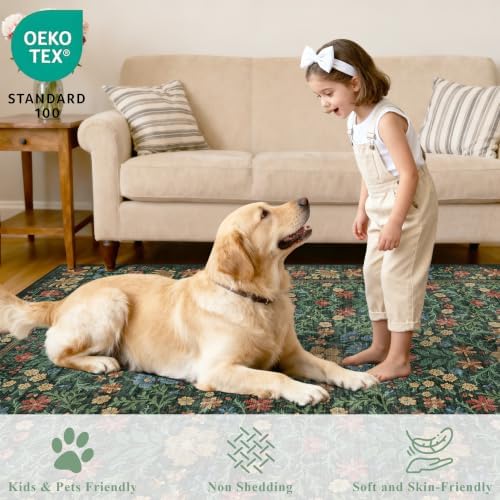 DUKINO 2x4 Rug, Washable Vintage Floral Bathroom Runner Rug - Image 4