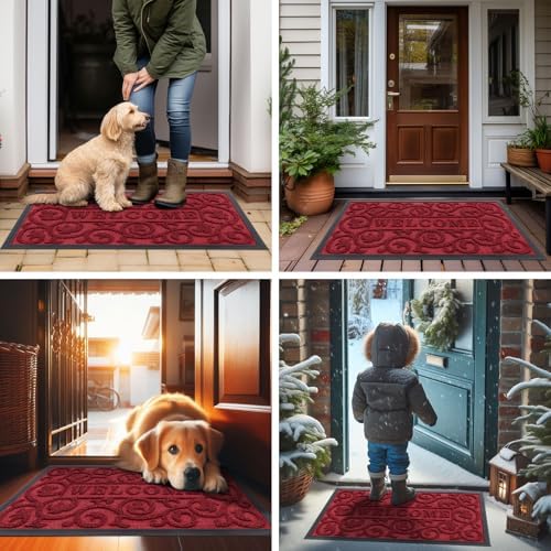 Smiry Front Door Mat Outside Entrance, Low Profile Rubber Doormat - Image 6