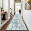 Machine Washable Runner Rugs 3x9 Modern Abstract Rug Ocean Mist by WIEVEDENS