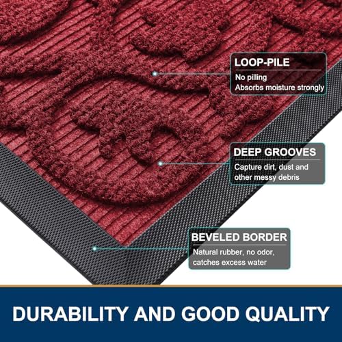Smiry Front Door Mat Outside Entrance, Low Profile Rubber Doormat - Image 4