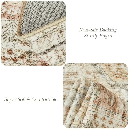 Soalmost 9x12 Area Rugs for Living Room Washable Rug Non-Slip Brown/Pink - Image 6