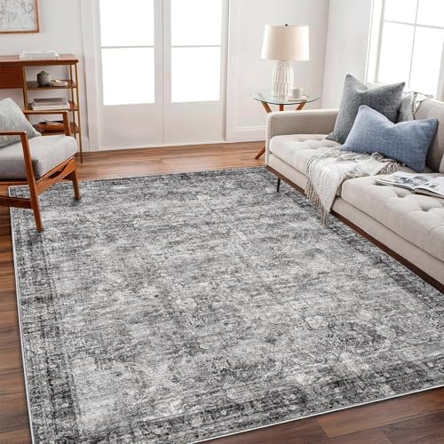 CHAMPLANT Washable Area Rug 8'x10' Retro Boho Design Non-Shedding Non-Slip Easy - Image 2