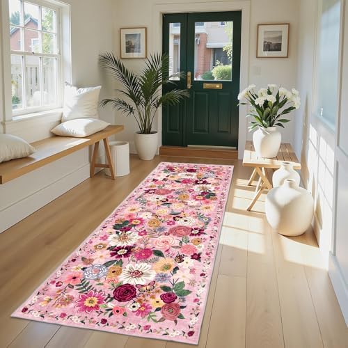 Pink Rug for Hallways Kitchen Runner Rug 2x8 - Image 2