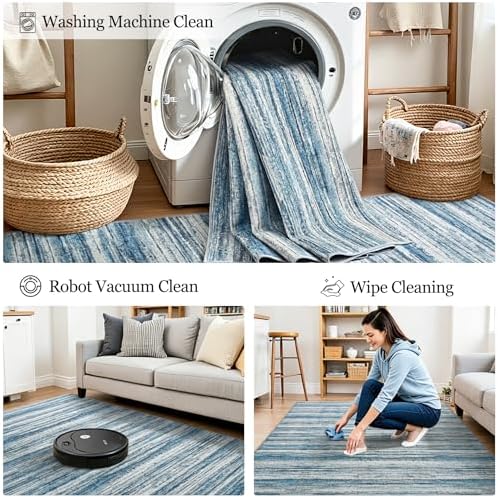 Chicrug 2x6 Blue Washable Runner Rug - Image 6
