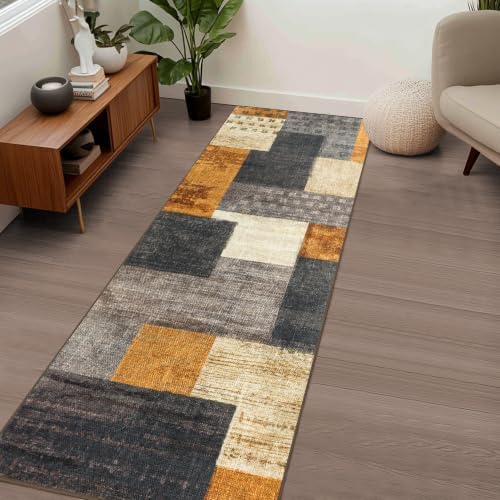 Modern Geometric Patchwork Indoor Runner Rug - Image 3