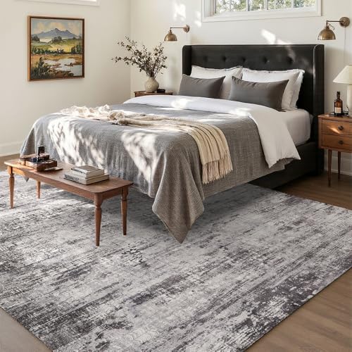 4x6 Black Gray Washable Area Rug - Image 2