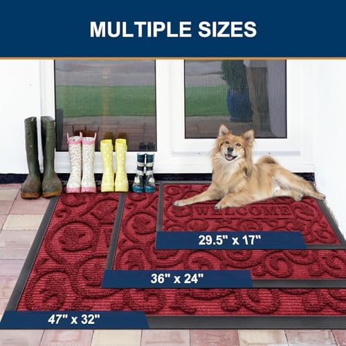 Smiry Front Door Mat Outside Entrance, Low Profile Rubber Doormat - Image 2