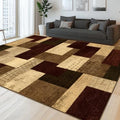 Modern Geometric Patchwork Indoor Burgundy Area Rug by QDUIDU