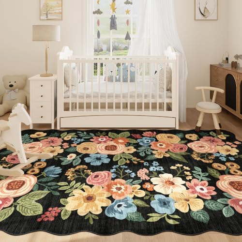 DUKINO 5x8 Washable Area Rug, Soft Floral Living Room Rug Non Slip - Image 3