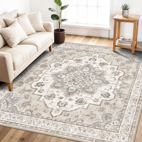 Washable 5 x 5 Square Area Rug: Water Resistant Durable Rugs Low Pile Soft by HYHAOYUNLAI