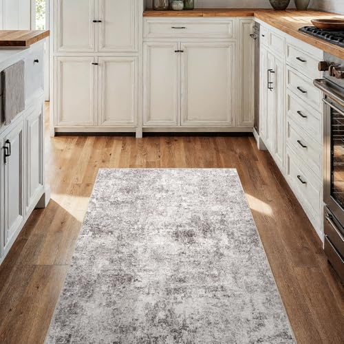 3x4 Washable Area Rug for Entryway: Small Abstract Neutral Rugs GrayCream - Image 3