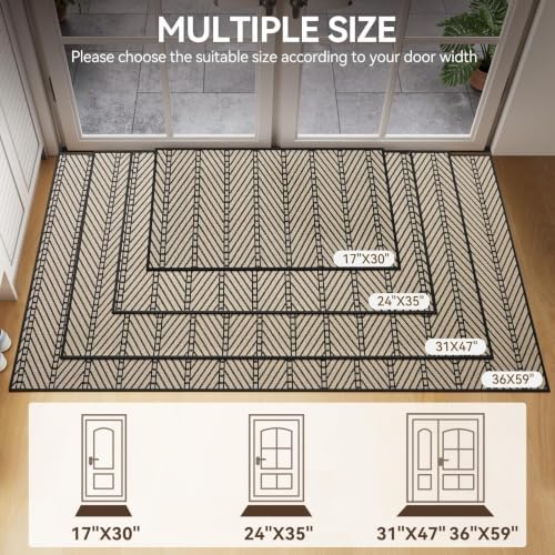 Door Mats Indoor/Outdoor Entrance Non Slip Doormat Brown 36"x59" - Image 2
