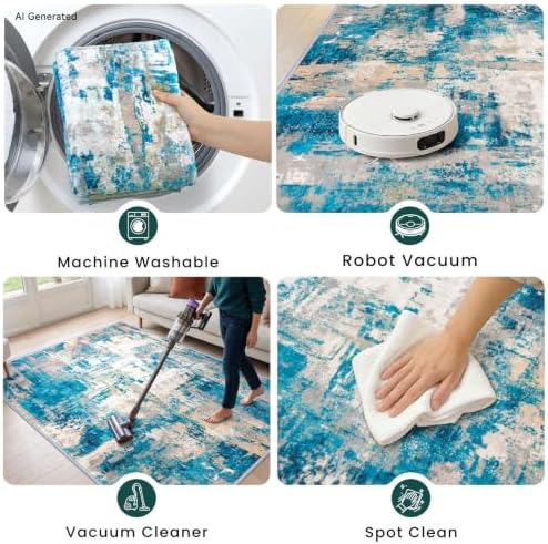 KOZYFLY Abstract Washable 3x5 Area Rug - Image 6