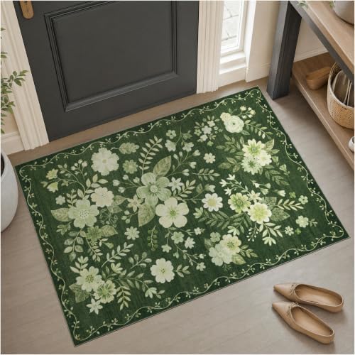 JOLLYVOGUE Floral Area Rug 2x3, Washable Rug by JOLLYVOGUE
