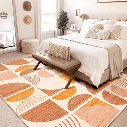MUJOO Area Rug 6x9, Washable Rugs Non Slip Modern Abstract Boho Large - Image 2