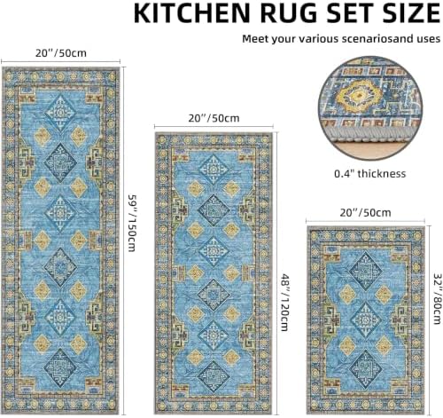 Kitchen Rugs Sets of 3 Non Slip Washable Kitchen Mats - Image 2